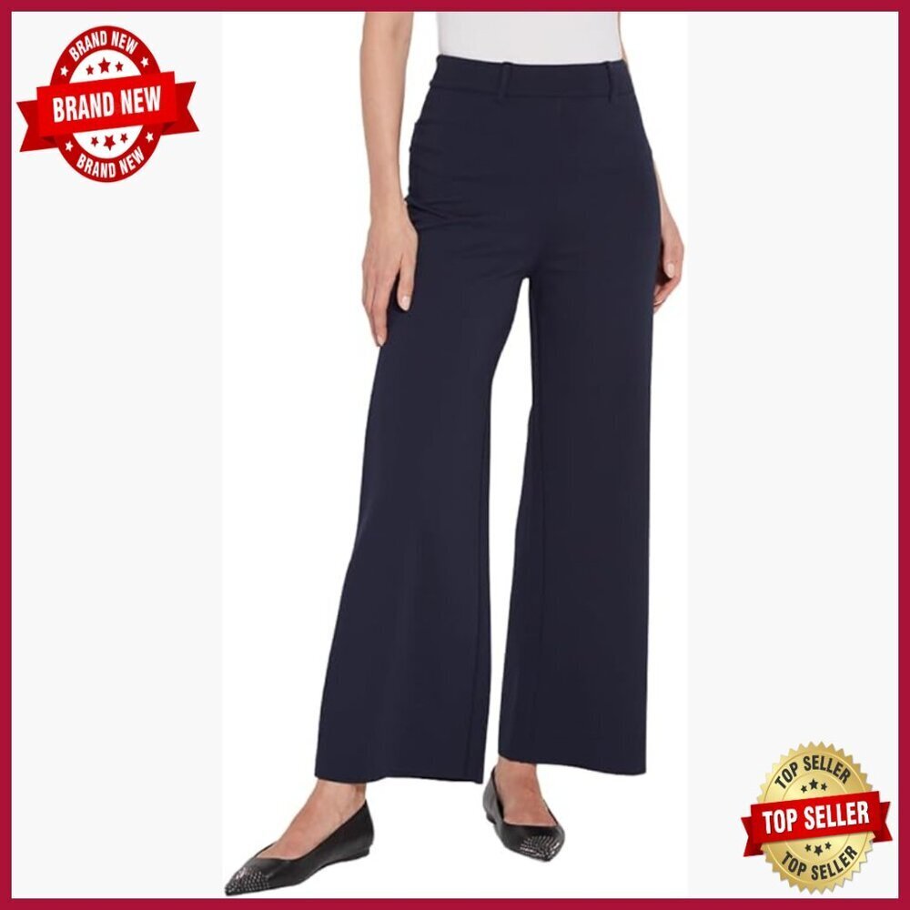 High Waist Wide Leg Dress Pants Stretch Ponte Fabric Loose Fit